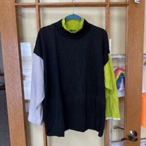 Vintage Color Block 80's Mock Neck Shirt